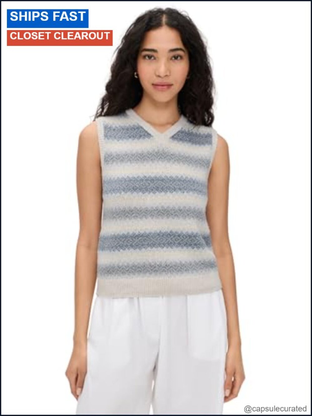 Vince Sleeveless Fair Isle Sweater Vest Silk Blend